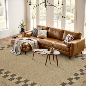 Lahome Diamond Double Frame Diagonal Faux Jute Rectangular Indoor Outdoor Area Rug - 1 of 4