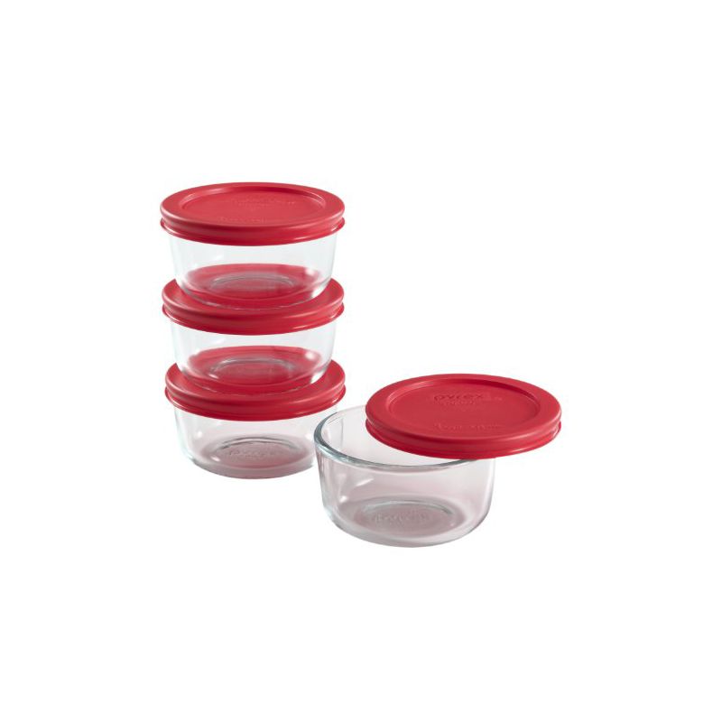 Pyrex Simply Store 8-Piece Glass Food Storage Set (4 vessels and 4 lids), standard packaging, 1 of 5