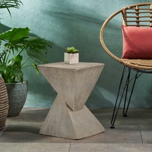 Okak Modern Outdoor Side Table with Unique Design, Stylish Patio End Table with Square Tabletop, Outdoor Coffee Table for Patio, Garden - 1 of 4