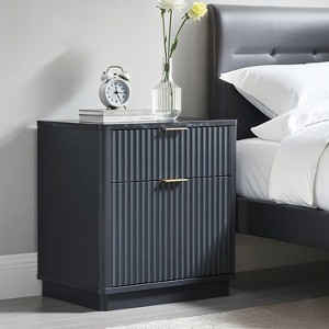 SinCiDo 23" Fluted Nightstand w/Charging Station, 2 Drawer Mid Century Modern End Table w/Storage for Bedroom & Living Room - 1 of 4