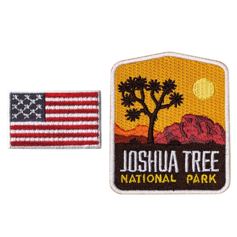 HEDi-Pack 2pk Self-Adhesive Polyester Hook &#38; Loop Patch - Joshua Tree National Park and USA Red White &#38; Blue Country Mini Flag, 1 of 8