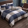 Bebejan Checkered Navy Tan 100% Cotton 5 Piece Reversible Comforter Set - 3 of 4