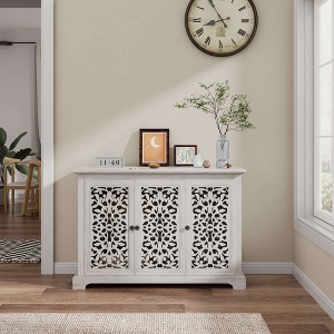 ORRD Antique Sideboard Cabinet with 3 Carved Doors, Vintage Buffet Console - 1 of 4
