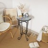 Syemin End Tables Patio Side Table with Shelf, Outdoor Round End Table with Weather Resistant Ceramic Tile Tabletop, Black, 14"*14"*23.25" - 2 of 4