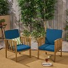 GDFStudio Oliver Outdoor Acacia Wood Club Chairs with Cushions (Set of 2) - 2 of 4