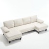 Homy Casa L-Shaped Corduroy Sectional Sofa with Reversible Chaise and Padded Cushions for Living Room or Apartment, Beige - 4 of 4