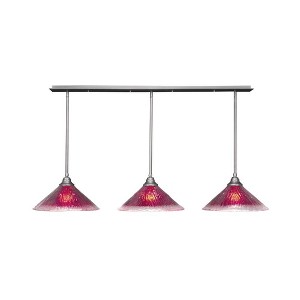 Toltec Lighting Stem 3 - Light Chandelier in  Brushed Nickel with 16" Raspberry Crystal Shade - 1 of 1