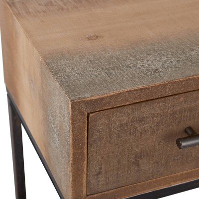 Rustic Wood and Metal Console Table with Dual Storage Drawers