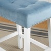 Velvet Tufted Saddle Counter Stools with Nailhead Trim and Rubberwood Frame, Set of 2 for Kitchen Island or Dining Room - 3 of 4