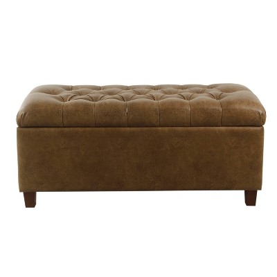 Ainsley Brown Faux Leather Tufted Storage Bench