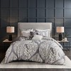 Gulches Multicolor Gray Transitional Intricate Damask 200TC Cotton Sateen with Polyester Fill Full Queen 6 Piece Printed Duvet Cover Set Blanket - 3 of 4