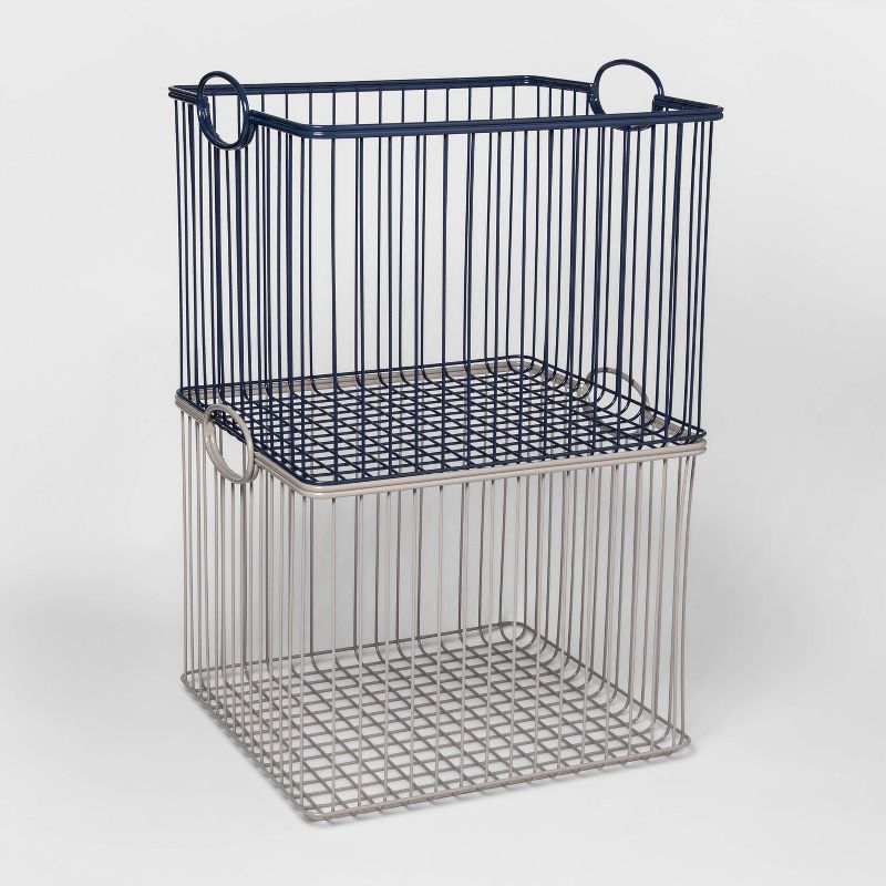 Wire Stackable Kids' Storage Basket Navy - Pillowfort™, 4 of 5