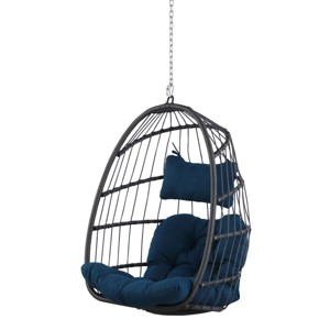 Coolbibila-Swing Chairs For Outside, Swing Chairs Wicker Rattan, Hanging Chair With Aluminum Frame And Cushion Without Stand - 1 of 4