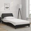 vidaXL Bed Frame with Headboard Black and White 39.4 in.x79.9 in. Twin XL Faux Leather - 3 of 4