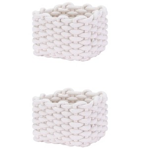 REGALWOVEN Home Decor Woven Odorless Cotton Rope Storage Basket 2 Pcs - 1 of 4