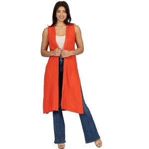Womens Sleeveless Long Vest Cardigan - 24seven Comfort Apparel™ - 1 of 4