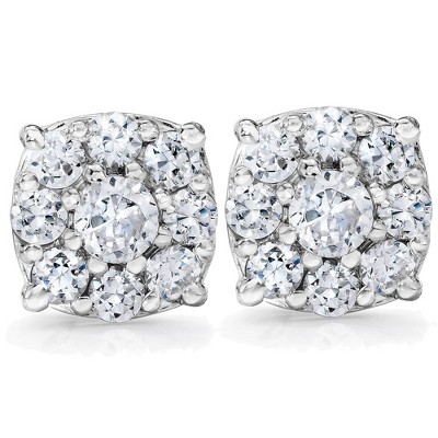 Pompeii3 1 Carat Halo Diamond Studs 14K White Gold