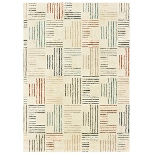 Oriental Weavers Pasargad Home Carson Collection Fabric Ivory/Multi Stripe Pattern- Living Room, Bedroom, Home Office Area Rug, 6' 7" X 9' 2" - 1 of 4