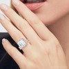 Pompeii3 5 3/4Ct Emerald Cut Moissanite & Diamond Engagement Ring White Yellow Rose Gold - 3 of 4