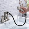 LunaLulink Brushed Nickel Bathroom Faucet with Pull Out Sprayer, 2 Handle 4 Inch Faucet Utility Sink Faucet - 3 of 4