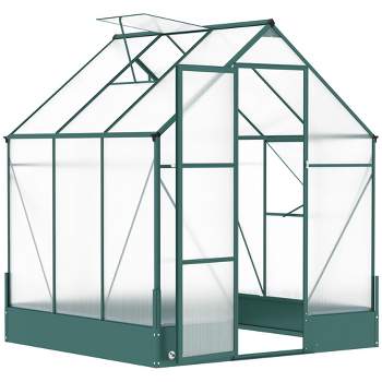 Outsunny Walk-in Plant Polycarbonate Greenhouse with Temperature Controlled Window Hobby Greenhouse for Backyard/Outdoor