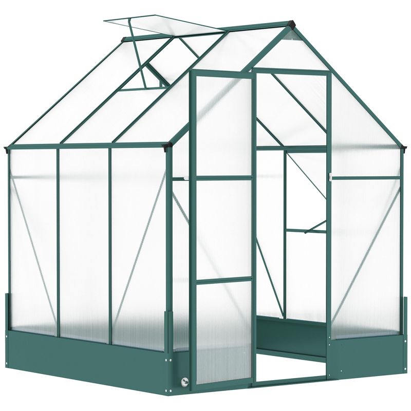 Outsunny Walk-in Plant Polycarbonate Greenhouse with Temperature Controlled Window Hobby Greenhouse for Backyard/Outdoor, 1 of 8