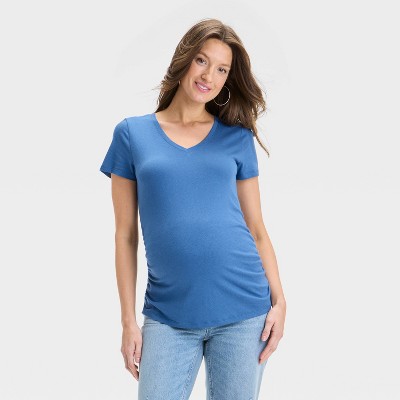 Short Sleeve V-Neck Maternity T-Shirt - Isabel Maternity by Ingrid & Isabel™ Blue XXL