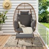VisioGear Egg Chair, Egg Chair Indoor Outdoor with Ottoman and Thick Cushions, Oversized Large Egg Chairs for Backyard, Gray, 39"*28.5"*58.2" - 3 of 4