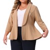 Agnes Orinda Women's Plus Size Lapel 3/4 Sleeve Open Front Solid Business Peplum Blazers - 2 of 4