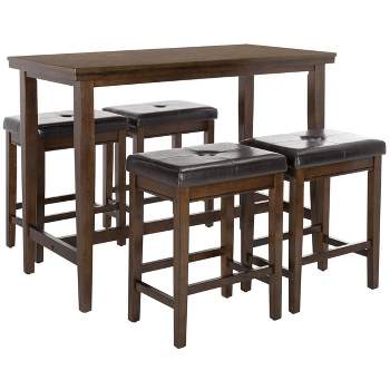 Billy 5 Piece Pub Set - Dark Brown/Black - Safavieh