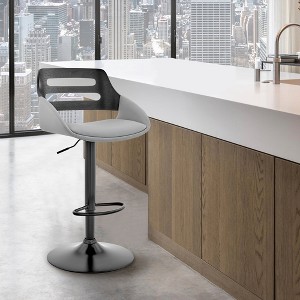 Armen Living Karter Adjustible Bar Stool Gray and Black - 1 of 4