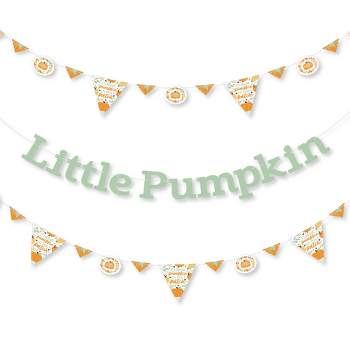 Big Dot of Happiness Little Pumpkin - Fall Birthday Party or Baby Shower Letter Banner Decoration 36 Banner Cutouts and Little Pumpkin Banner Letters
