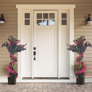 5.4 Ft Bougainvillea Artificial Tree with Flowers in Plastic Pot Front Porch Plants for Office House Living Room Home Decor Housewarming Gift - 1 of 4