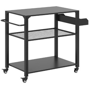 3-Tier Outdoor Grill Cart with Storage Racks, Side Handle - 1 of 4