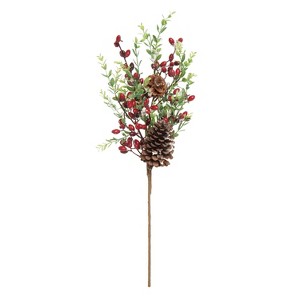 Transpac Artificial 24 in. Multicolor Christmas Frosted Pinecone Berry Pick - 1 of 2