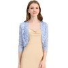INSPIRE CHIC Women's Elegant 3/4 Sleeve Sheer Floral Lace Open Front Crop Shrug - 2 of 4