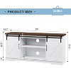 Farmhouse TV Stand for Televisions up to 65 Inches, Entertainment Center with Sliding Barn Doors, Storage Cabinets＆Adjustable, White & Brown - 3 of 4