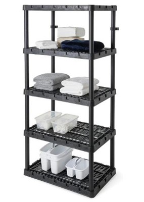 Cesicia Open Design 47 in. W x 24 in. D x 72 in. H 5-Shelf Black Metal Pantry Organizer, Gray