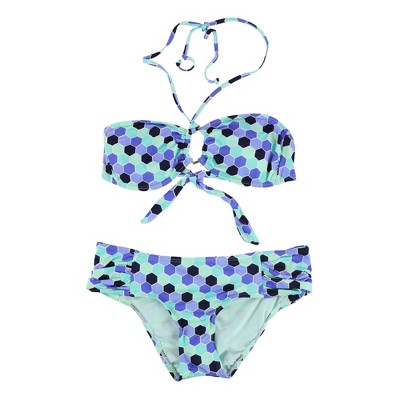 bar III Womens Hexagon Medallion Side tab 2 Piece Bikini