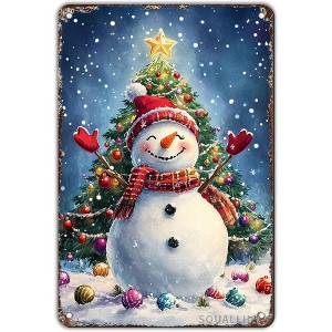 Lomsoe Christmas Sign Snowflake Christmas Tree And Snowman Tin Sign Vintage Winter Metal Sign Rustic Wall Decor Christmas Gift 12¡Á8 Inch - 1 of 1