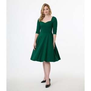Unique Vintage Women's Pleated Bust Swing Dress - 1 of 4
