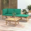vidaXL Garden Lounge Set Bamboo with green cushions Bamboo, Polyester - 2 of 4