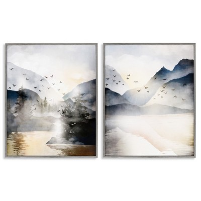 Stupell Industries Sunlit Birds Over Lake Landscape, 24" x 30"
