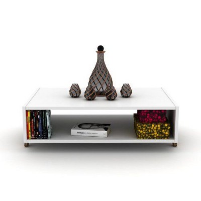 CENGHU Rectengular Coffee Table with Interior Shelving, Living Room Center Table Design Cross Legs Wooden Frame, Tea Table for Dining Room, Bedroom