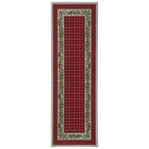 COZONY Bordered Plaid Christmas Rug, Washable Low Pile Non Slip Holiday Carpet for Living Room Bedroom Dining Room - 1 of 4