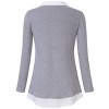 Coolmee Women's Tunics Tops Long Sleeve Contrast Collared Shirts Patchwork Work Blouse Tunics Tops - 2 of 4