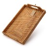 Aoibox Hand-Woven Rattan Rectangular Serving Tray with Handles for Breakfast, Drinks, Snack for Coffee Table - 2 of 4