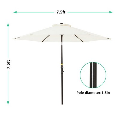 7.5FT Beige Polyester Patio Umbrella with Push Button Tilt & Crank