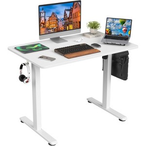 Fontoi Desks, Standing Desk with Splice Board, Home Office Desk with Adjustable Height, Ergonomic Rising Desk, White, 24"*40"*27.5" - 1 of 3