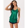 cheibear Women's Satin Silky Sleeveless Lace Trim Camisole Tops with Shorts Pajama Sets - 3 of 4